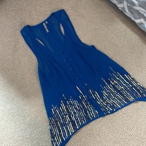 Petticoat Alley blue sheer tank